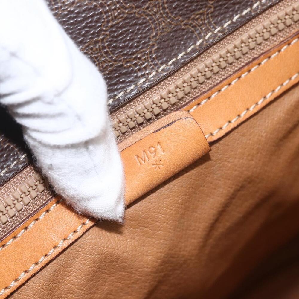 CELINE Macadam Canvas Hand Bag PVC Leather Brown Gold Auth gh1448 - Picture 12 of 16